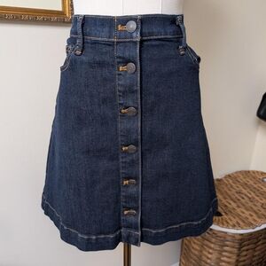 GAP Indigo Button-Front A-Line Skirt